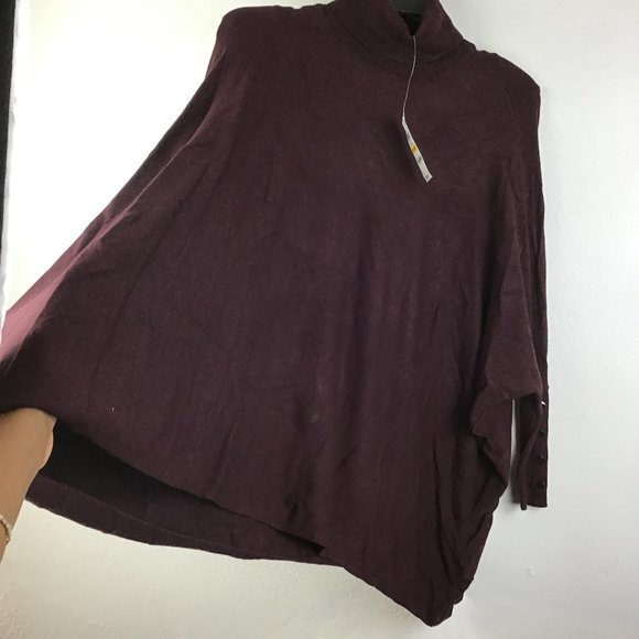 SOLD! Alfani Turtleneck Poncho Sweater Red PM - Picture 3 of 9